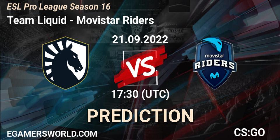 Team Liquid contre Movistar Riders : prédiction de match. 21.09.22. CS2 (CS:GO), ESL Pro League Season 16
