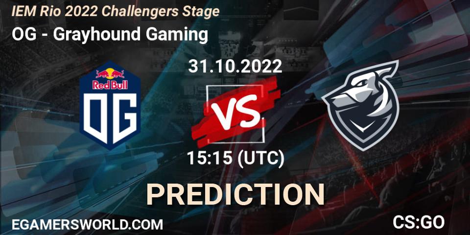 OG contre Grayhound Gaming : prédiction de match. 31.10.2022 at 15:25. Counter-Strike (CS2), IEM Rio 2022 Challengers Stage