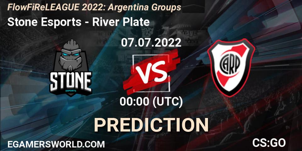 Stone Esports contre River Plate : prédiction de match. 06.07.2022 at 23:40. Counter-Strike (CS2), FlowFiReLEAGUE 2022: Argentina Groups