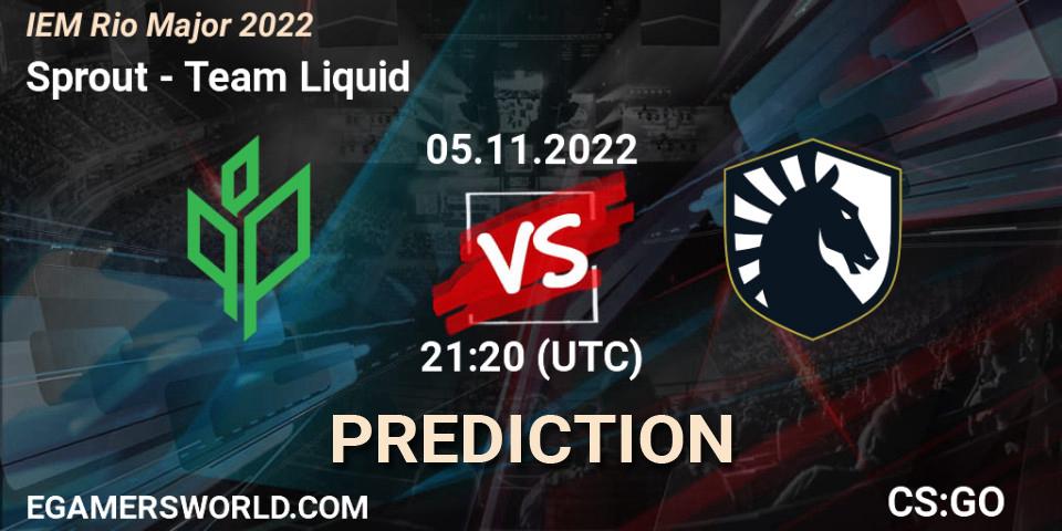 Sprout contre Team Liquid : prédiction de match. 05.11.2022 at 21:35. Counter-Strike (CS2), IEM Rio Major 2022