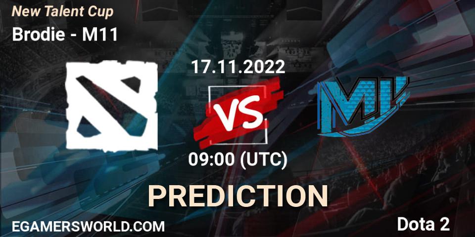 Brodie contre M11 : prédiction de match. 17.11.2022 at 09:00. Dota 2, New Talent Cup