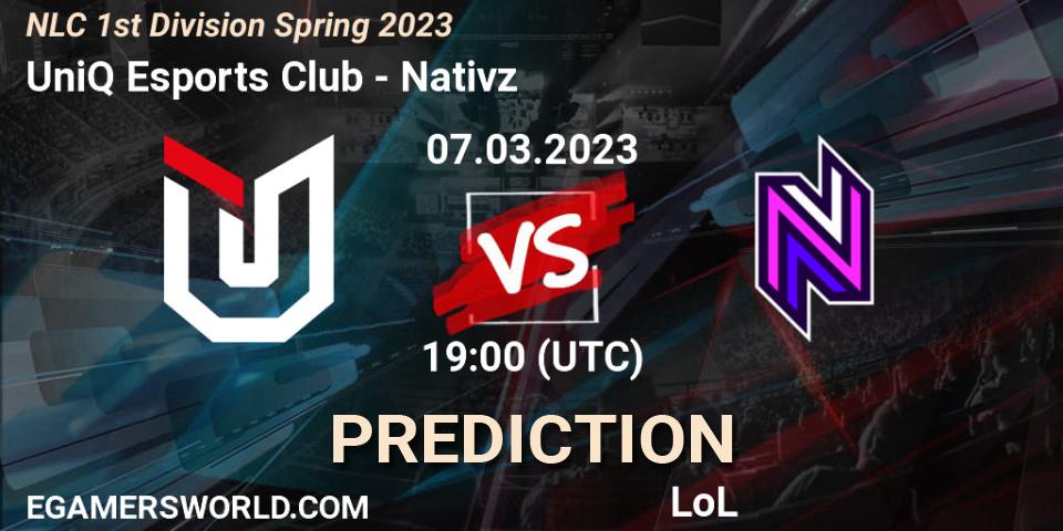 UniQ Esports Club contre Nativz : prédiction de match. 08.02.23. LoL, NLC 1st Division Spring 2023