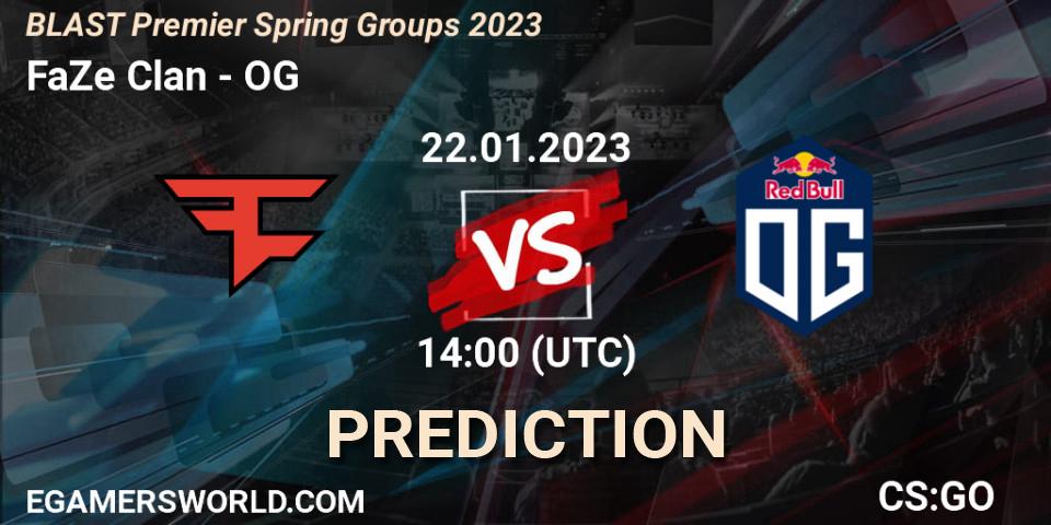 FaZe Clan contre OG : prédiction de match. 22.01.2023 at 14:00. Counter-Strike (CS2), BLAST Premier Spring Groups 2023