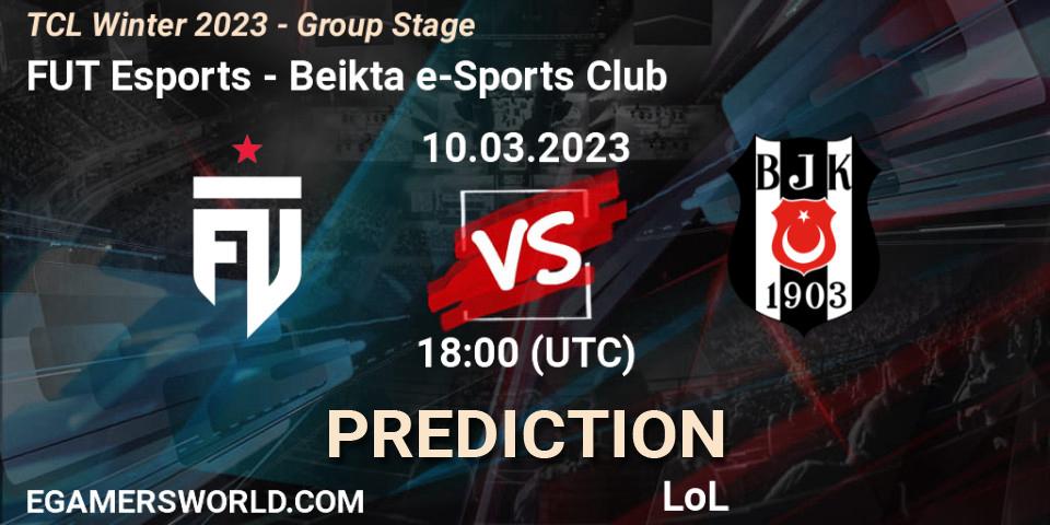 FUT Esports contre Beşiktaş e-Sports Club : prédiction de match. 17.03.2023 at 18:00. LoL, TCL Winter 2023 - Group Stage