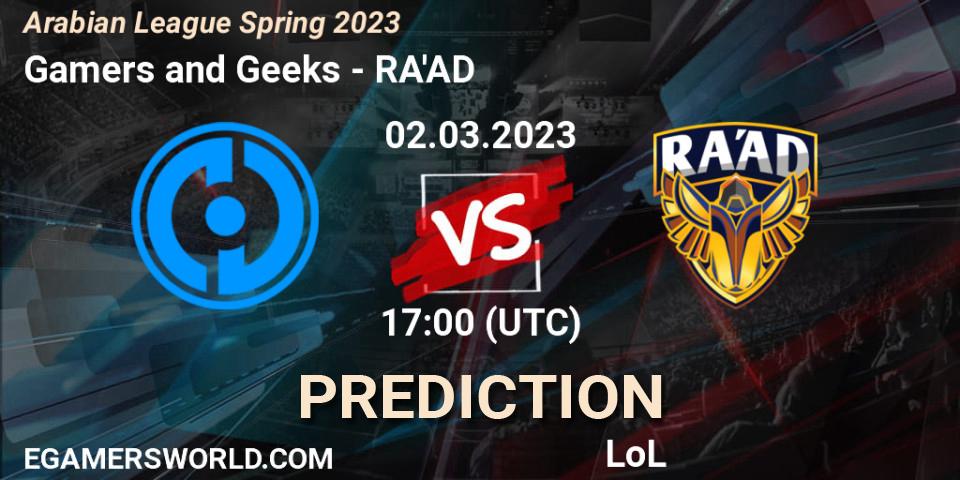 Gamers and Geeks contre RA'AD : prédiction de match. 09.02.23. LoL, Arabian League Spring 2023