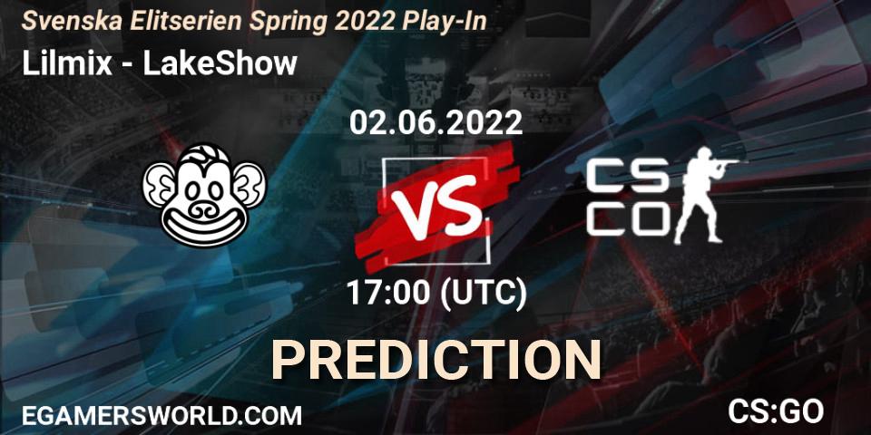 Lilmix contre LakeShow : prédiction de match. 02.06.2022 at 17:05. Counter-Strike (CS2), Svenska Elitserien Spring 2022 Play-In