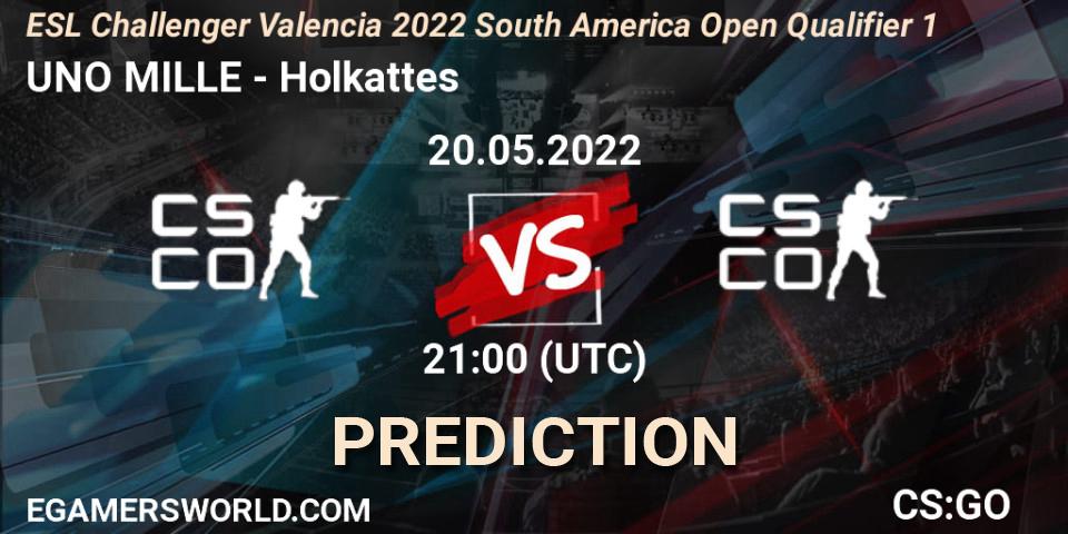 UNO MILLE contre Holkattes : prédiction de match. 20.05.2022 at 21:00. Counter-Strike (CS2), ESL Challenger Valencia 2022 South America Open Qualifier 1