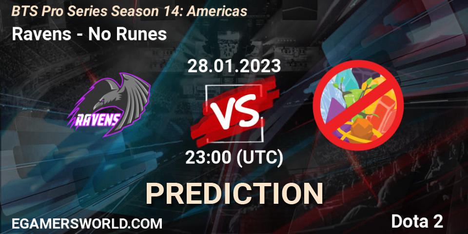 Ravens contre No Runes : prédiction de match. 28.01.23. Dota 2, BTS Pro Series Season 14: Americas