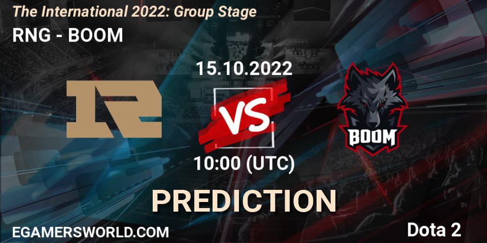 RNG contre BOOM : prédiction de match. 15.10.22. Dota 2, The International 2022: Group Stage