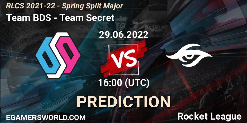 Team BDS contre Team Secret : prédiction de match. 29.06.2022 at 16:00. Rocket League, RLCS 2021-22 - Spring Split Major