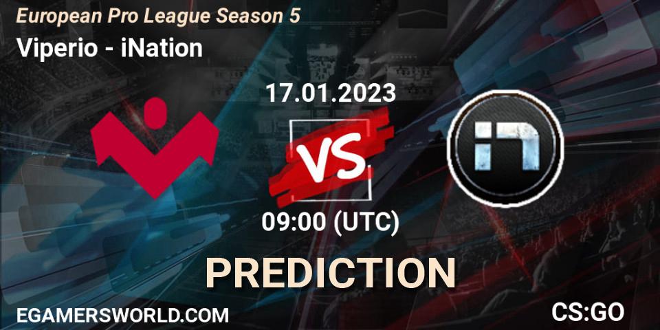 Viperio contre iNation : prédiction de match. 17.01.2023 at 09:00. Counter-Strike (CS2), European Pro League Season 5