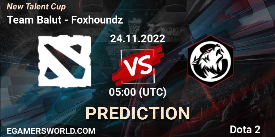 Team Balut contre Foxhoundz : prédiction de match. 24.11.2022 at 07:05. Dota 2, New Talent Cup