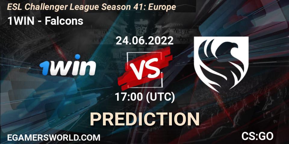 1WIN contre Falcons : prédiction de match. 24.06.2022 at 17:00. Counter-Strike (CS2), ESL Challenger League Season 41: Europe