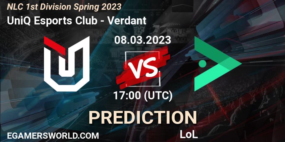 UniQ Esports Club contre Verdant : prédiction de match. 14.02.2023 at 20:00. LoL, NLC 1st Division Spring 2023