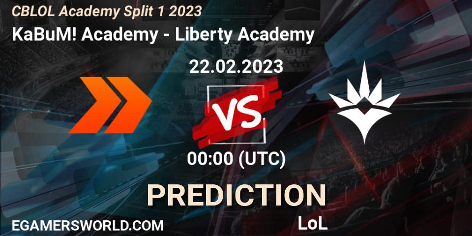 KaBuM! Academy contre Liberty Academy : prédiction de match. 22.02.2023 at 00:00. LoL, CBLOL Academy Split 1 2023