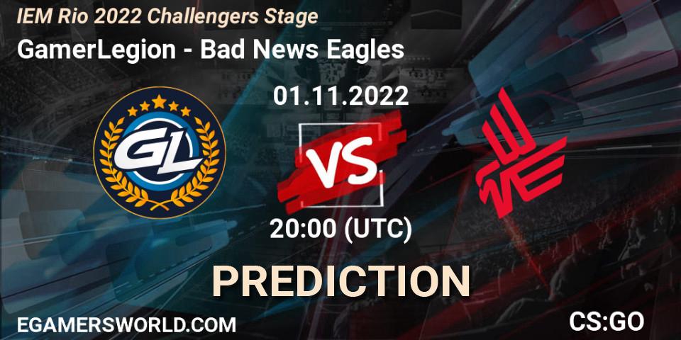 GamerLegion contre Bad News Eagles : prédiction de match. 01.11.22. CS2 (CS:GO), IEM Rio 2022 Challengers Stage