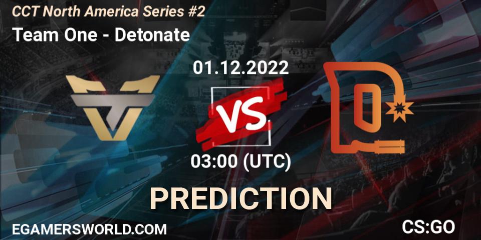 Team One contre Detonate : prédiction de match. 01.12.22. CS2 (CS:GO), CCT North America Series #2
