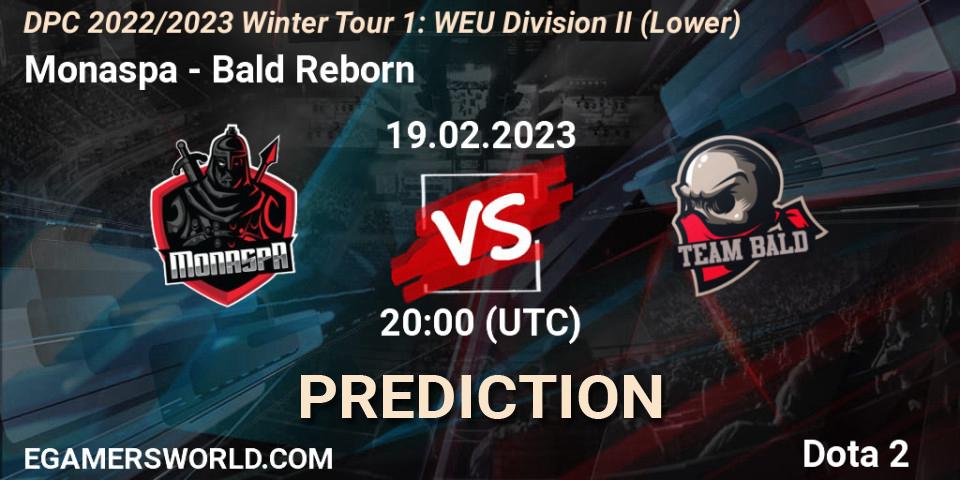 Monaspa contre Bald Reborn : prédiction de match. 19.02.23. Dota 2, DPC 2022/2023 Winter Tour 1: WEU Division II (Lower)