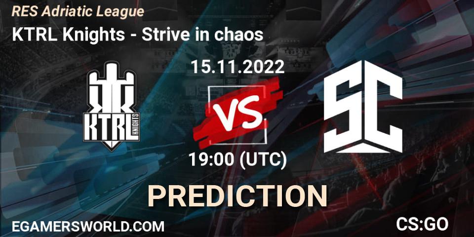KTRL Knights contre Strive in chaos : prédiction de match. 15.11.2022 at 19:00. Counter-Strike (CS2), RES Adriatic League