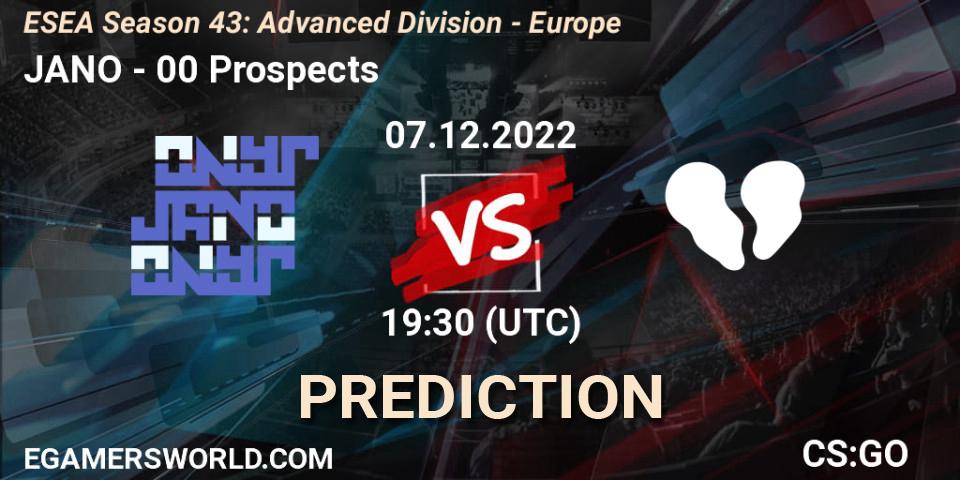 JANO contre 00 Prospects : prédiction de match. 07.12.22. CS2 (CS:GO), ESEA Season 43: Advanced Division - Europe