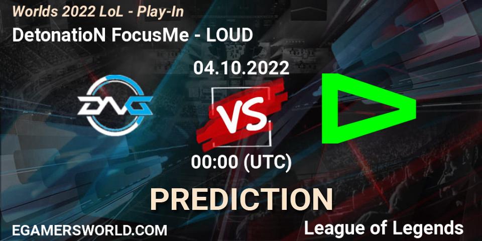 DetonatioN FocusMe contre LOUD : prédiction de match. 30.09.22. LoL, Worlds 2022 LoL - Play-In