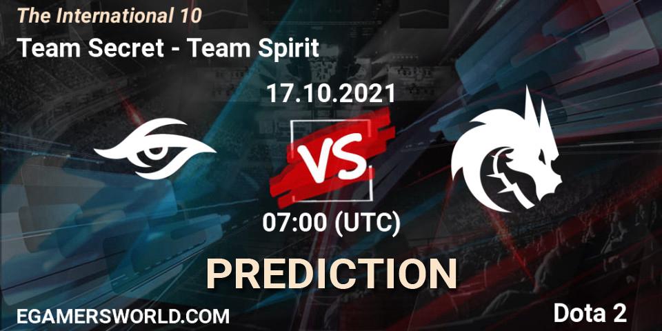 Team Secret contre Team Spirit : prédiction de match. 17.10.2021 at 07:08. Dota 2, The Internationa 2021