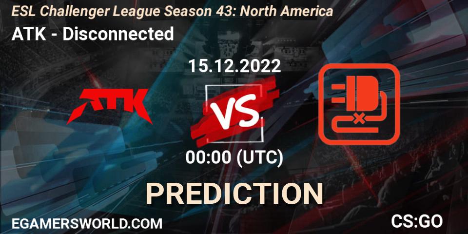 ATK contre Disconnected : prédiction de match. 15.12.22. CS2 (CS:GO), ESL Challenger League Season 43: North America