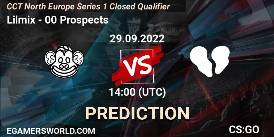 Lilmix contre 00 Prospects : prédiction de match. 29.09.2022 at 14:00. Counter-Strike (CS2), CCT North Europe Series 1 Closed Qualifier