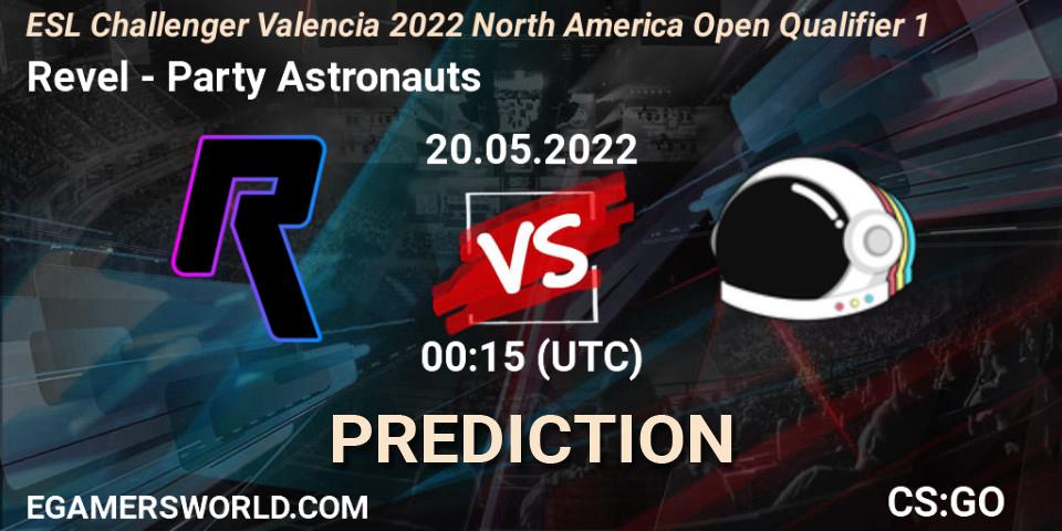 Revel contre Party Astronauts : prédiction de match. 20.05.2022 at 00:15. Counter-Strike (CS2), ESL Challenger Valencia 2022 North America Open Qualifier 1