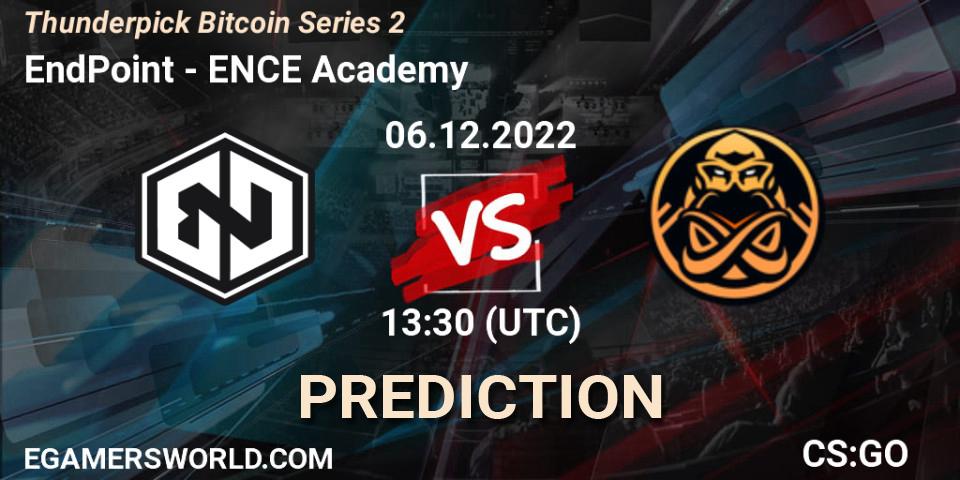 EndPoint contre ENCE Academy : prédiction de match. 06.12.2022 at 13:55. Counter-Strike (CS2), Thunderpick Bitcoin Series 2