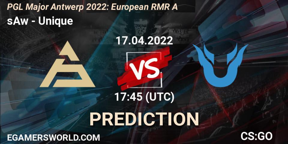 sAw contre Unique : prédiction de match. 17.04.22. CS2 (CS:GO), PGL Major Antwerp 2022: European RMR A