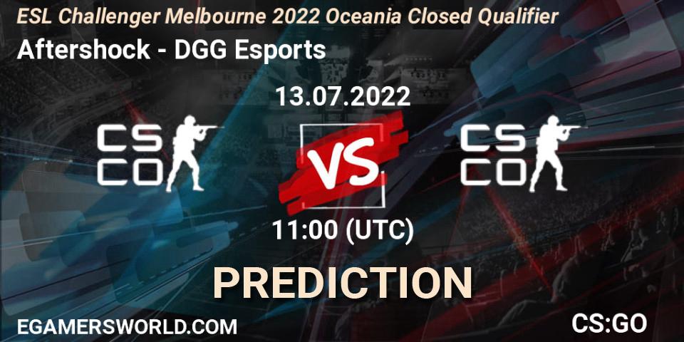Aftershock contre DGG Esports : prédiction de match. 13.07.2022 at 11:00. Counter-Strike (CS2), ESL Challenger Melbourne 2022 Oceania Closed Qualifier