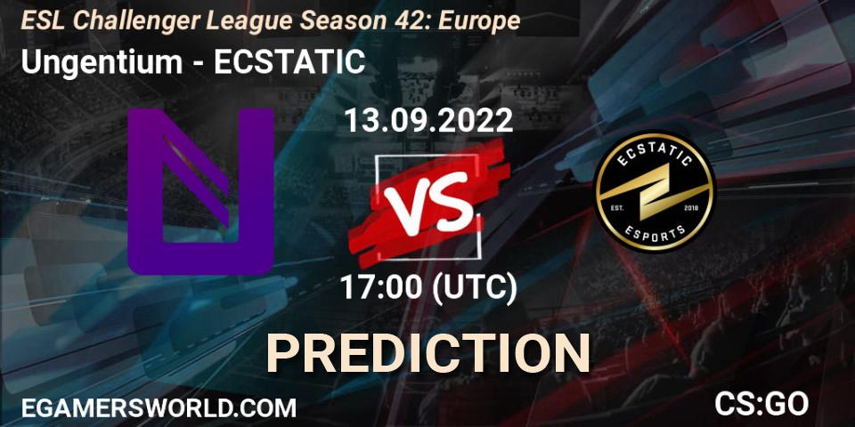 Ungentium contre ECSTATIC : prédiction de match. 13.09.2022 at 17:00. Counter-Strike (CS2), ESL Challenger League Season 42: Europe