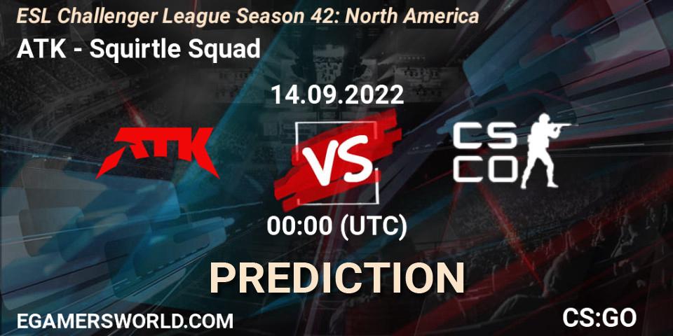 ATK contre Squirtle Squad : prédiction de match. 14.09.2022 at 00:00. Counter-Strike (CS2), ESL Challenger League Season 42: North America