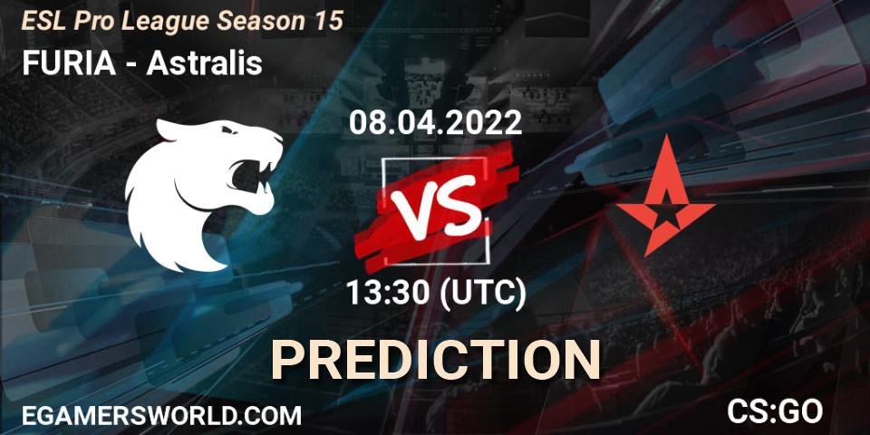 FURIA contre Astralis : prédiction de match. 08.04.2022 at 13:30. Counter-Strike (CS2), ESL Pro League Season 15