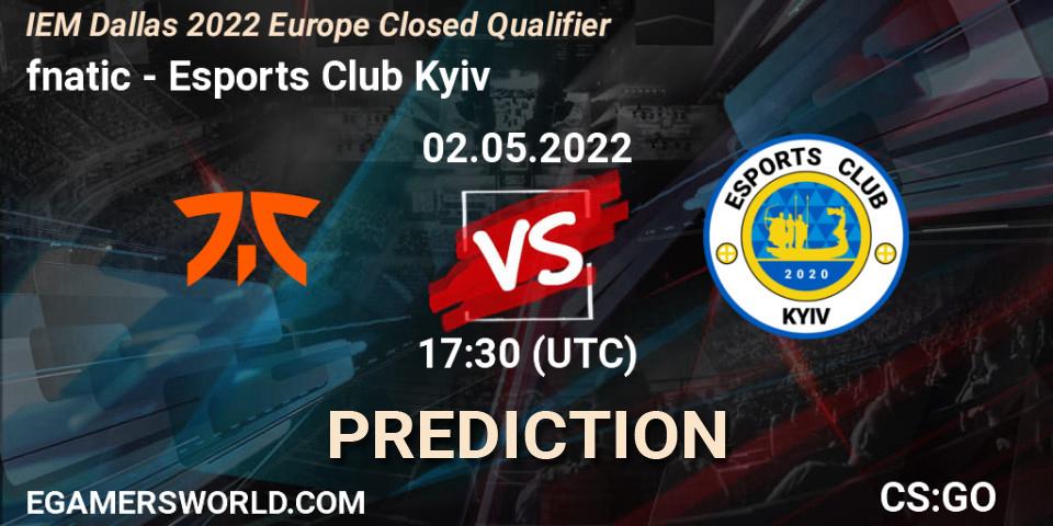 fnatic contre Esports Club Kyiv : prédiction de match. 02.05.2022 at 17:30. Counter-Strike (CS2), IEM Dallas 2022 Europe Closed Qualifier