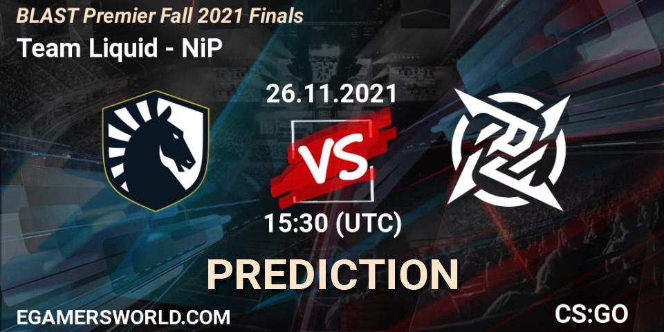 Team Liquid contre NiP : prédiction de match. 26.11.2021 at 15:40. Counter-Strike (CS2), BLAST Premier Fall 2021 Finals