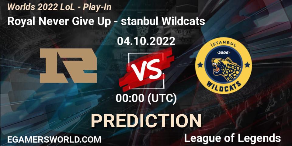Royal Never Give Up contre İstanbul Wildcats : prédiction de match. 02.10.22. LoL, Worlds 2022 LoL - Play-In