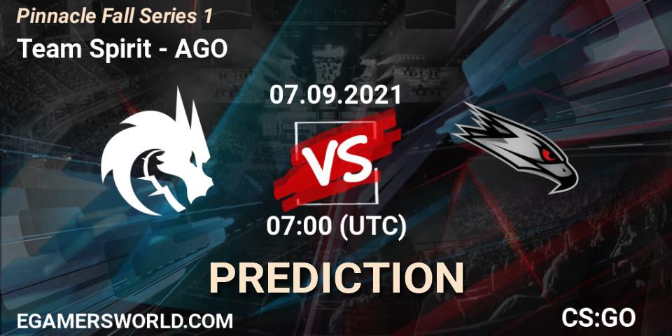 Team Spirit contre AGO : prédiction de match. 07.09.2021 at 07:00. Counter-Strike (CS2), Pinnacle Fall Series #1