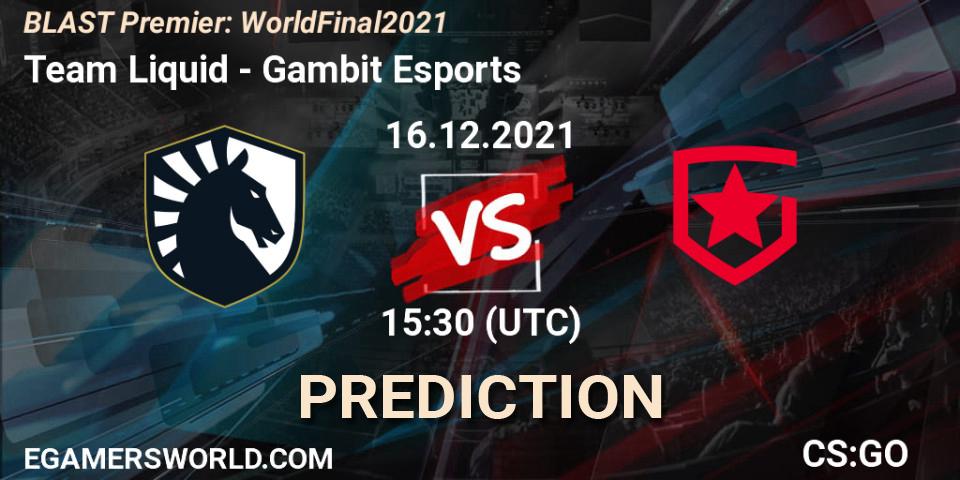 Team Liquid contre Gambit Esports : prédiction de match. 16.12.21. CS2 (CS:GO), BLAST Premier: World Final 2021
