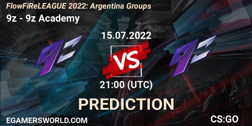 9z contre 9z Academy : prédiction de match. 15.07.2022 at 21:00. Counter-Strike (CS2), FlowFiReLEAGUE 2022: Argentina Groups