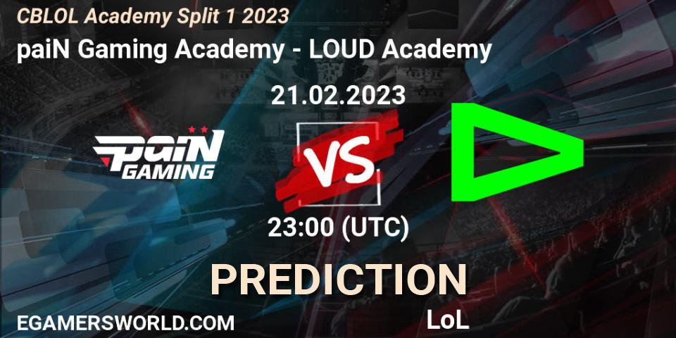 paiN Gaming Academy contre LOUD Academy : prédiction de match. 21.02.2023 at 23:00. LoL, CBLOL Academy Split 1 2023