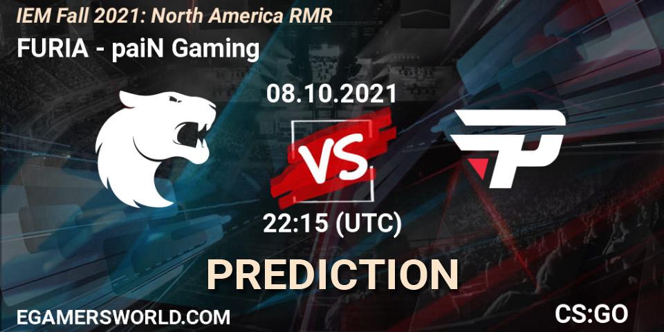 FURIA contre paiN Gaming : prédiction de match. 09.10.2021 at 00:00. Counter-Strike (CS2), IEM Fall 2021: North America RMR