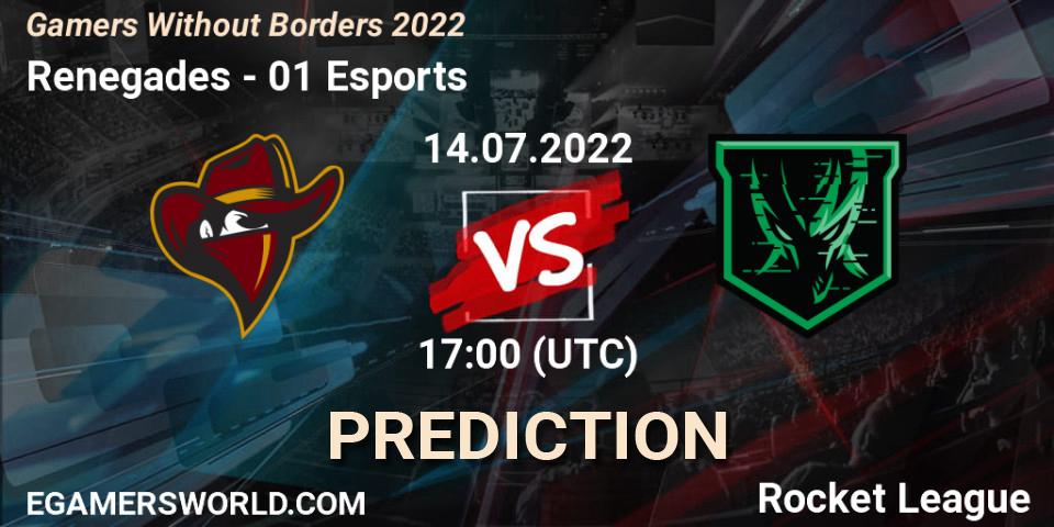 Renegades contre 01 Esports : prédiction de match. 14.07.22. Rocket League, Gamers Without Borders 2022