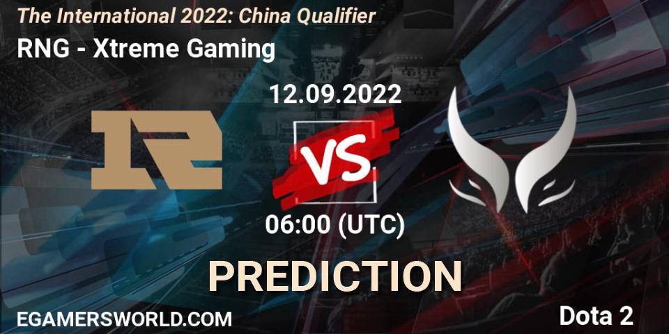 RNG contre Xtreme Gaming : prédiction de match. 12.09.2022 at 05:07. Dota 2, The International 2022: China Qualifier