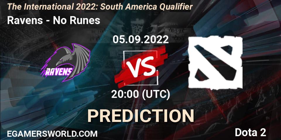 Ravens contre No Runes : prédiction de match. 05.09.22. Dota 2, The International 2022: South America Qualifier
