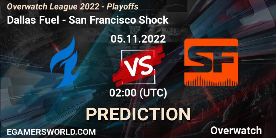 Dallas Fuel contre San Francisco Shock : prédiction de match. 05.11.2022 at 02:00. Overwatch, Overwatch League 2022 - Playoffs