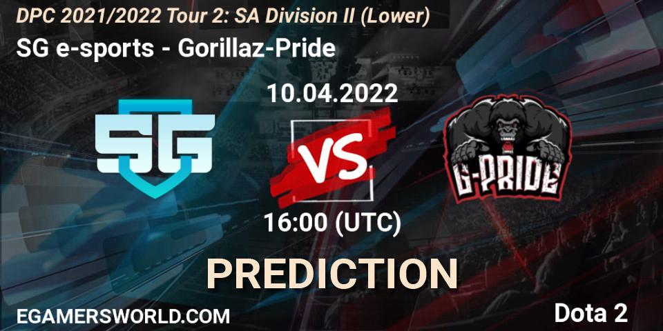 SG e-sports contre Gorillaz-Pride : prédiction de match. 10.04.22. Dota 2, DPC 2021/2022 Tour 2: SA Division II (Lower)