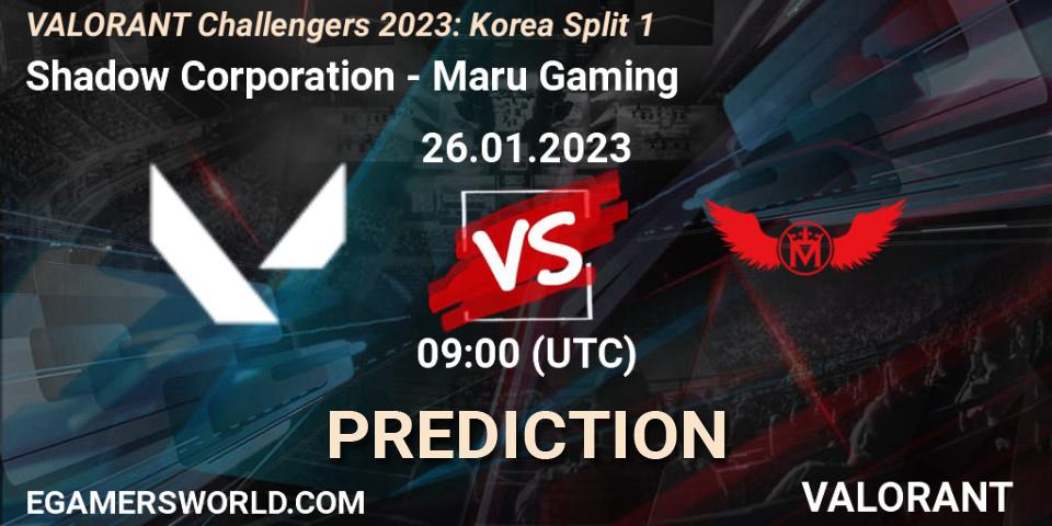 Shadow Corporation contre Maru Gaming : prédiction de match. 26.01.2023 at 09:00. VALORANT, VALORANT Challengers 2023: Korea Split 1