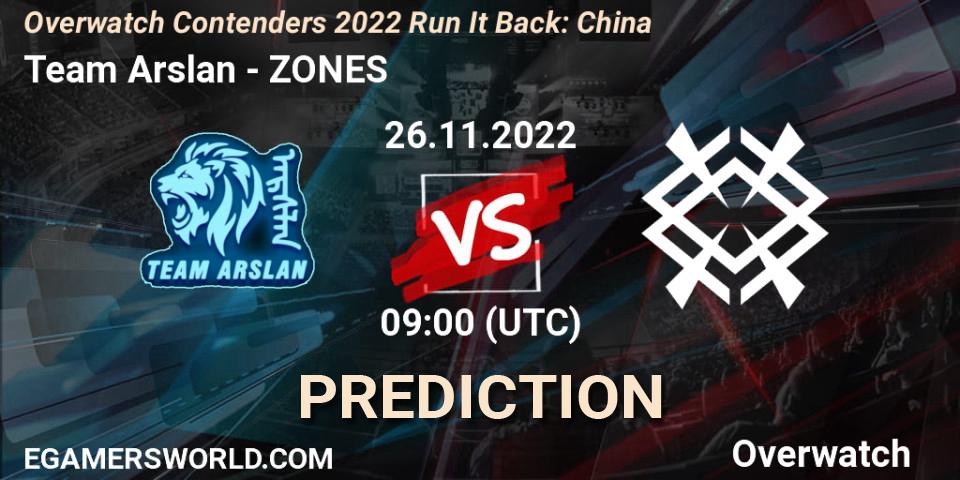 Team Arslan contre ZONES : prédiction de match. 26.11.22. Overwatch, Overwatch Contenders 2022 Run It Back: China